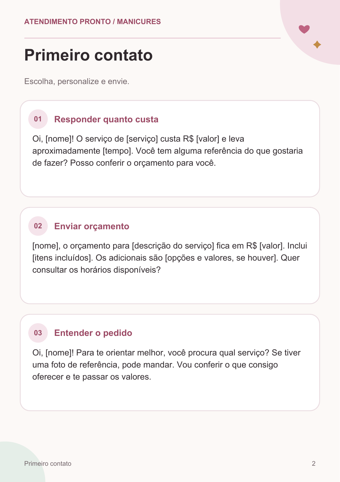 Página real do PDF com três mensagens de primeiro contato